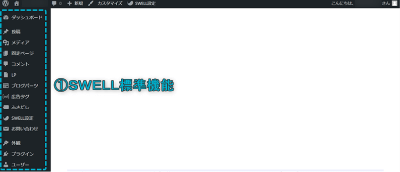 WordPress管理画面にある「SWELL標準機能」