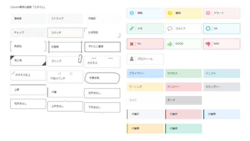 Cocoon専用の装飾「スタイル」の表示例