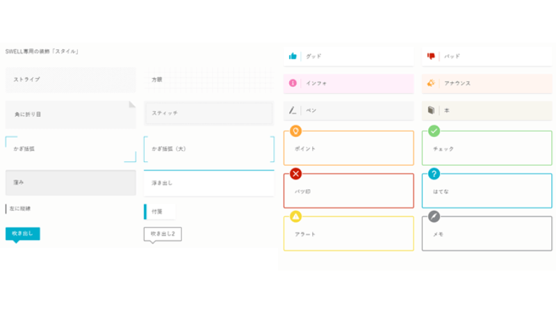 SWELL専用の装飾「スタイル」の表示例