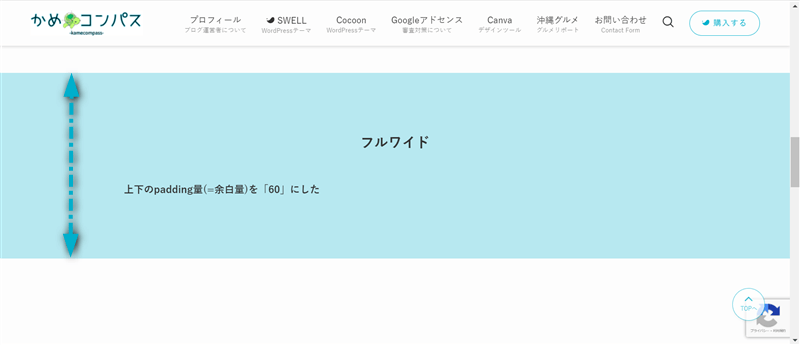 上下のpadding量を「60」に設定したときのフルワイドブロックの表示