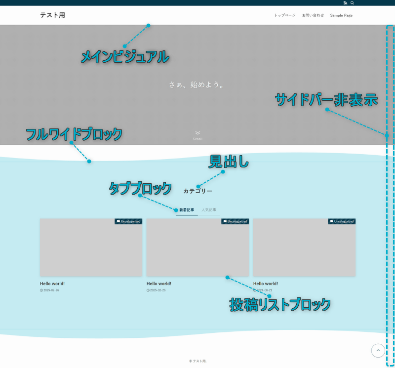 SWELLで作成したサイト型トップページの完成イメージ略図-1